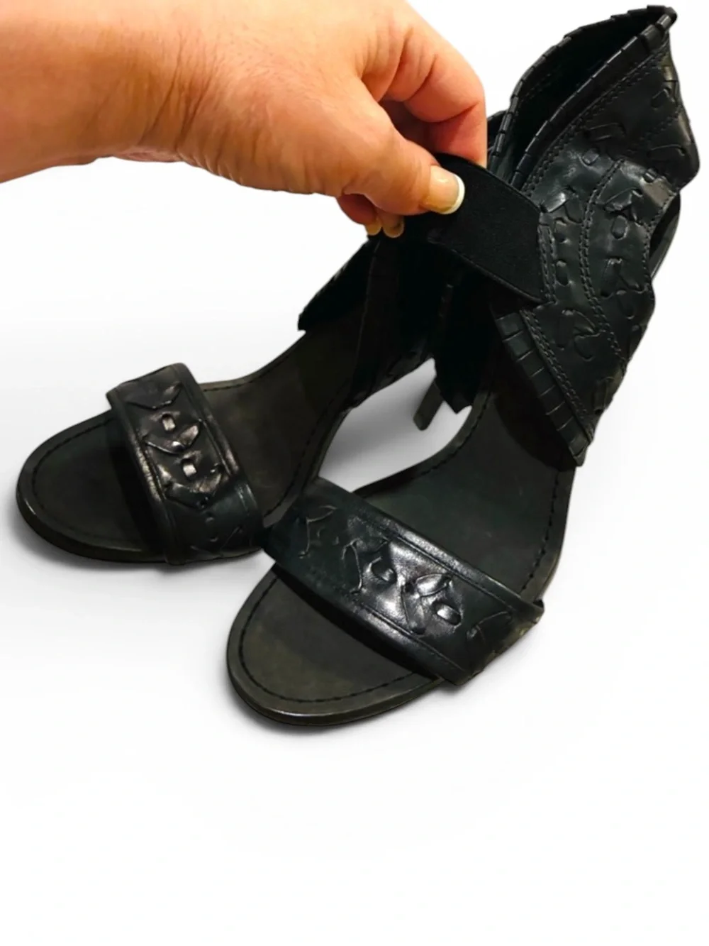 Tory Burch Woven sexy Stiletto sandals. Sz10. Excellent condition.